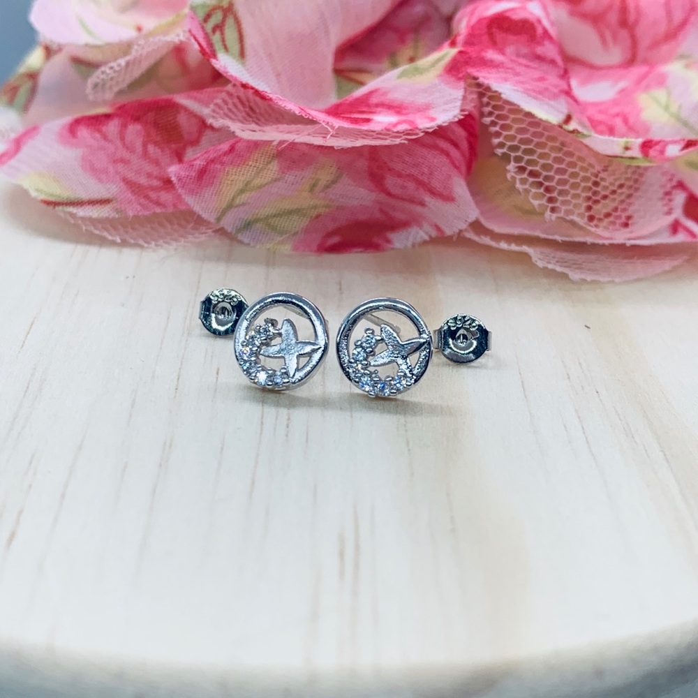 Sterling Silver 925 CZ Stud Earrings - Picture 2 of 4